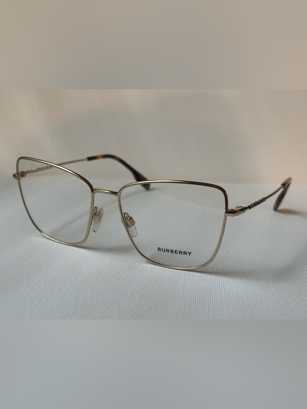 Burberry Men's Gold Frame Glasses with Tortoiseshell Temples